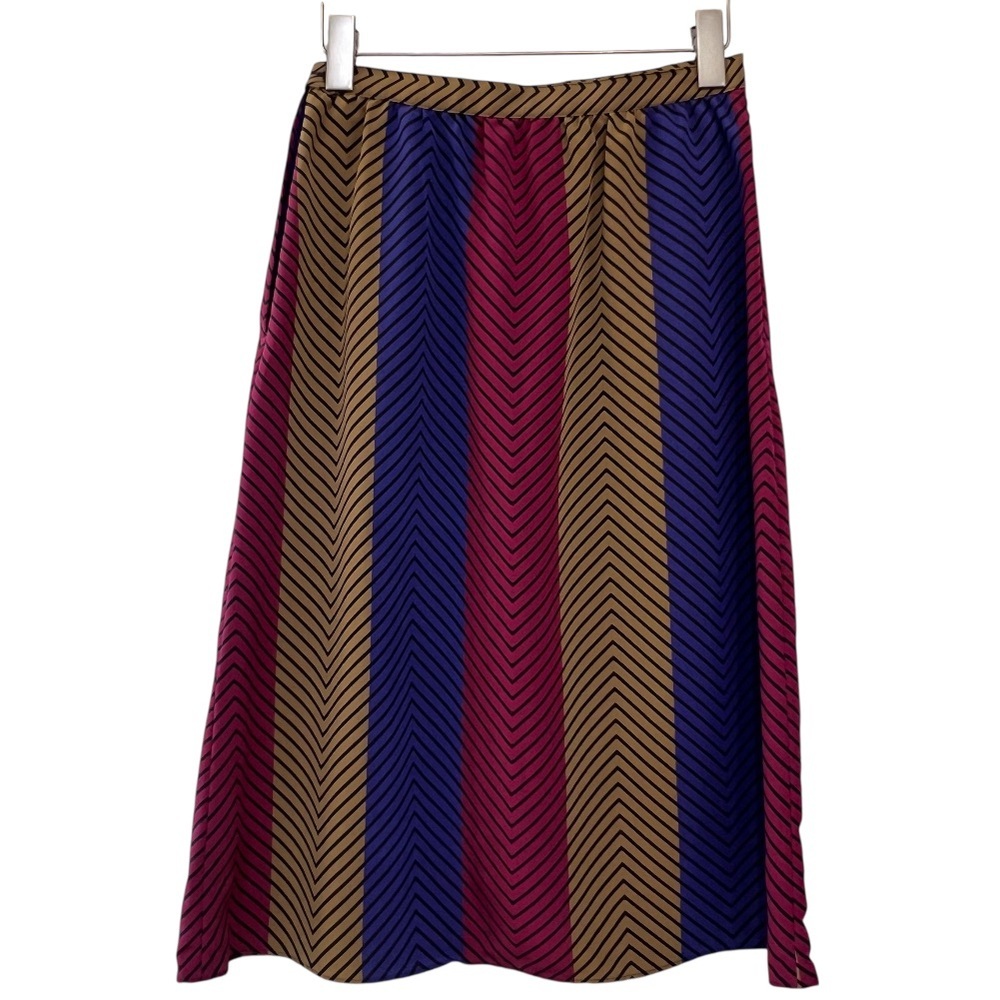 Vintage Sasson Chevron Stripe Skirt & Blouse Matching Set 70s 80s - Picture 11 of 12